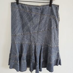 DKNY Layered Denim Midi Skirt Size 10